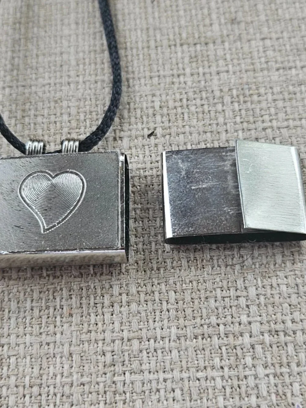 Taweez Keeper Pendant Necklace Silver Tone Fashion Jewelry W/ Black Cord